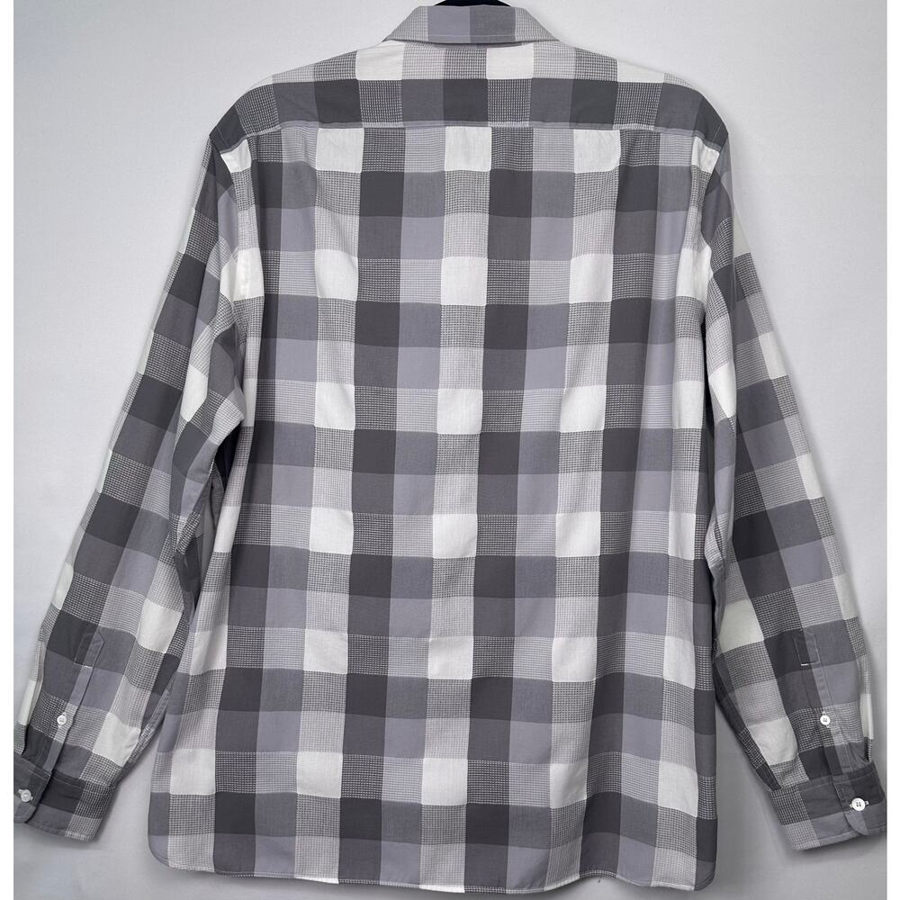 Burberry Brit Gray White Plaid Check Button Down Shirt Mens XL Equestrian Knight - Picture 3 of 14